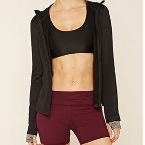 Forever 21 Black Athletic Zipper Jacket Thumbholes